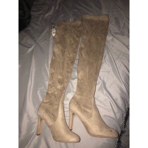 Tan thigh high boots